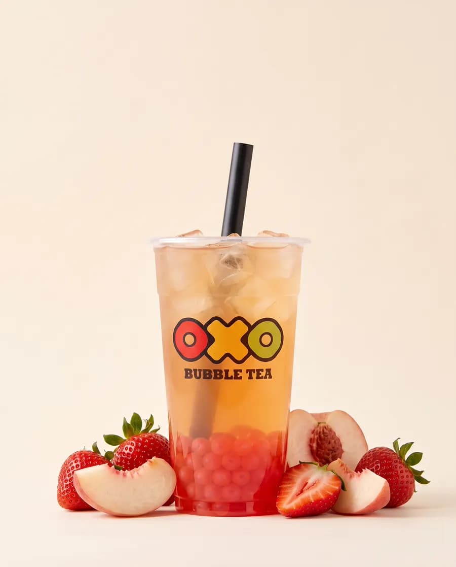 Drink OXO bílá broskev s kuličkami jahoda